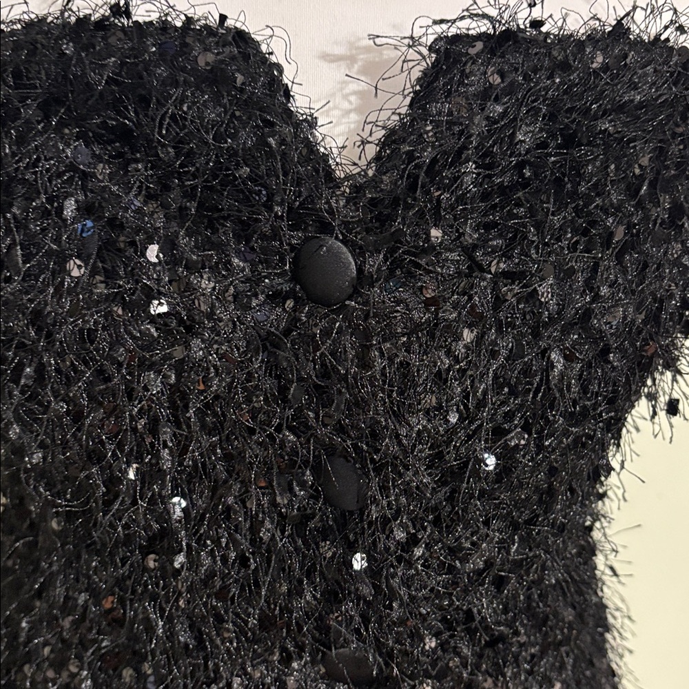Zara Black Textured Strapless Bustier Top - Picture 4 of 7